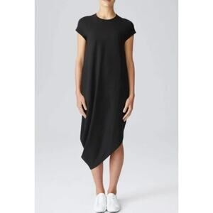 Universal Standard Geneva Asymmetric T-Shirt Dress Women’s XS Black Draped Hem